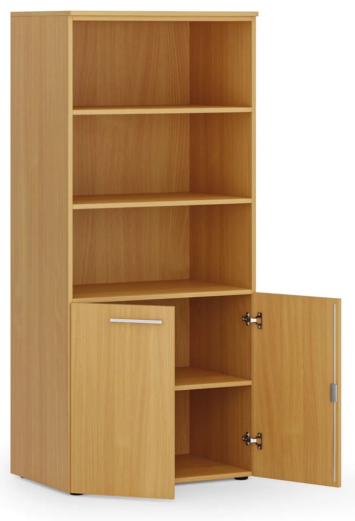 Szafa biurowa z drzwiami niskimi PRIMO WOOD, 800 x 500 x 1781 mm, buk