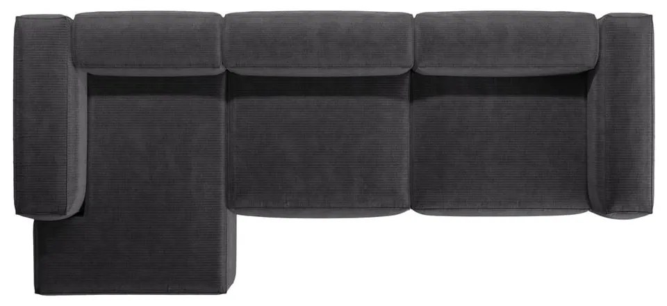 Ciemnoszary sztruksowy narożnik (lewostronny/z szezlongiem) Bergamo – Cosmopolitan Design