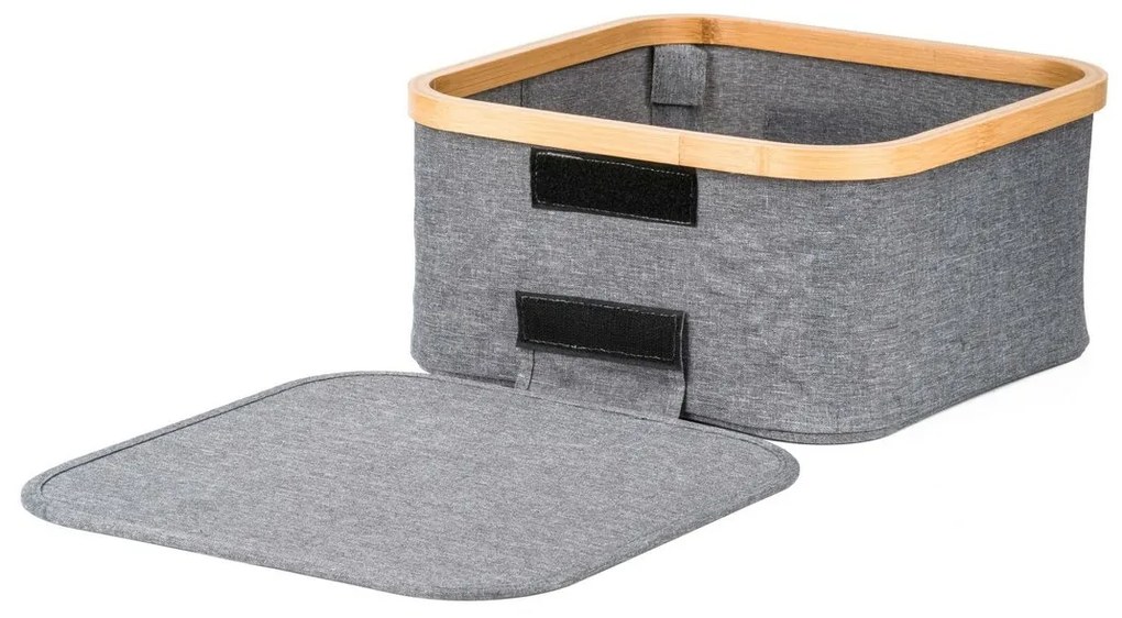 Pojemnik do przechowywania G21 30 x 30 x 15 cm,bambusowy z pokrywką, szary