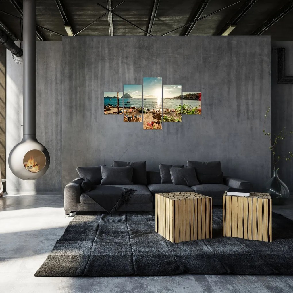 Obraz - Plaża z ludźmi (125x70 cm)