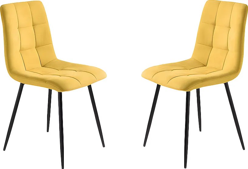 Komplet 4 żółtych nowoczesnych krzeseł do jadalni w tkaninie "Milly" z siedziskiem tapicerowanym cm 45x53 88h
