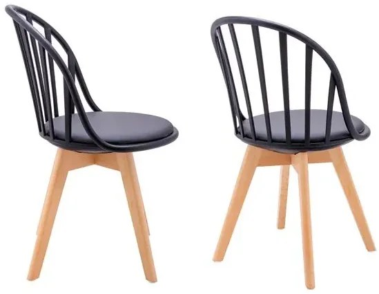 Czarne krzesło kuchenne patyczak w stylu retro modern B6-M05