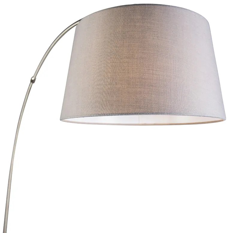 Nowoczesna lampa łukowa ze stali z szarym abażurem z tkaniny - Arc Basic