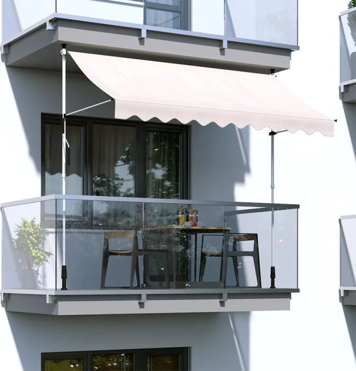 Markiza przeciwsłoneczna, regulowana AW-016 na taras, balkon, beżowa, 200x120 cm