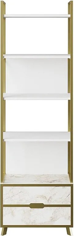 Nowoczesny regał na książki – 59,3 x 191 x 35,2 cm – Biały – Płyta wiórowa pokryta melaminą