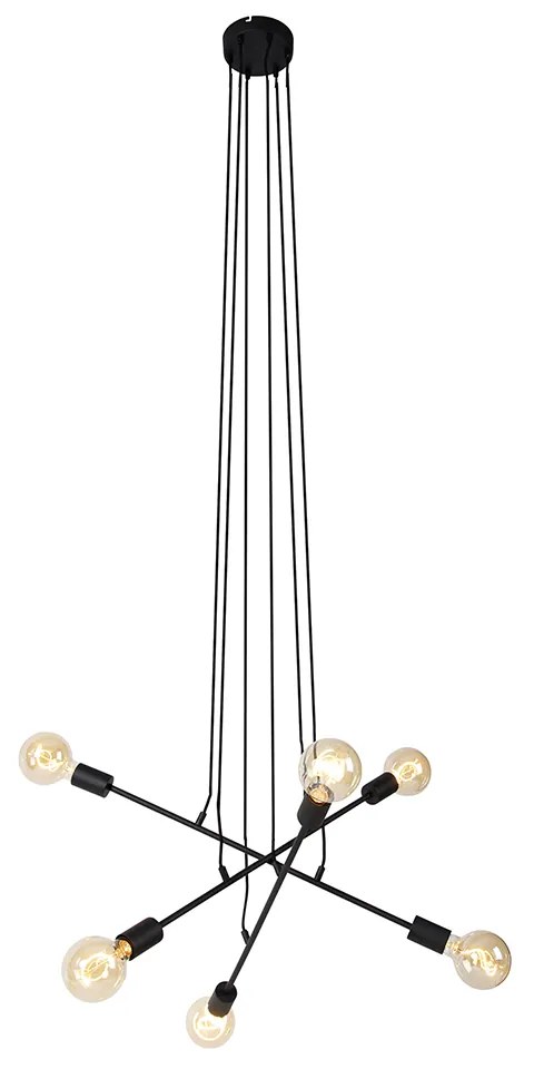 Nowoczesna lampa wisząca czarna 80 cm 6-światłowa - Sydney Nowoczesny Oswietlenie wewnetrzne
