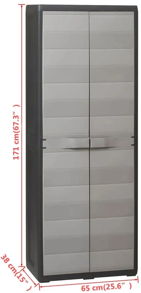 Szara szafa gospodarcza z 3 półkami czarny + szary R8-Z61