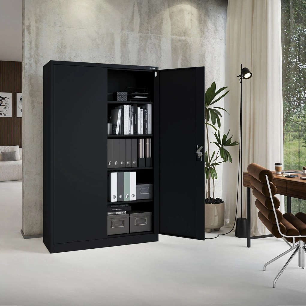 Szafa biurowa metalowa na dokumenty czarna JAN II, 1150 x 1850 x 400 mm