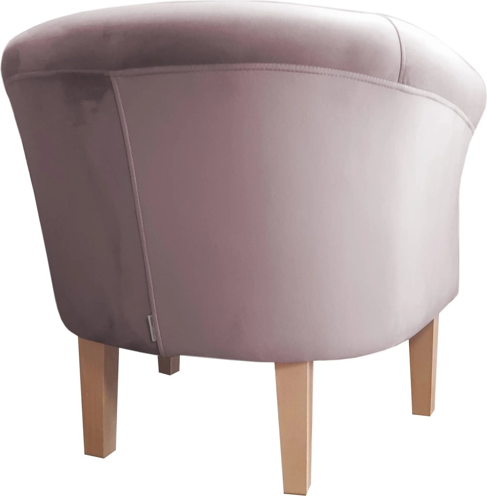 Fotel Milo tkanina Welur wygodny fotel tapicerowany do salonu i sypialni : Kolor nogi - Drewno, Kolor tkaniny - VELVET - MG55, Wysokość nogi - 20 cm