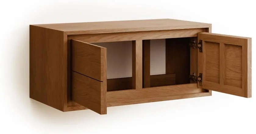 Brązowa wisząca szafka pod umywalkę z litego drewna tekowego 90x40 cm Kenta – Kave Home