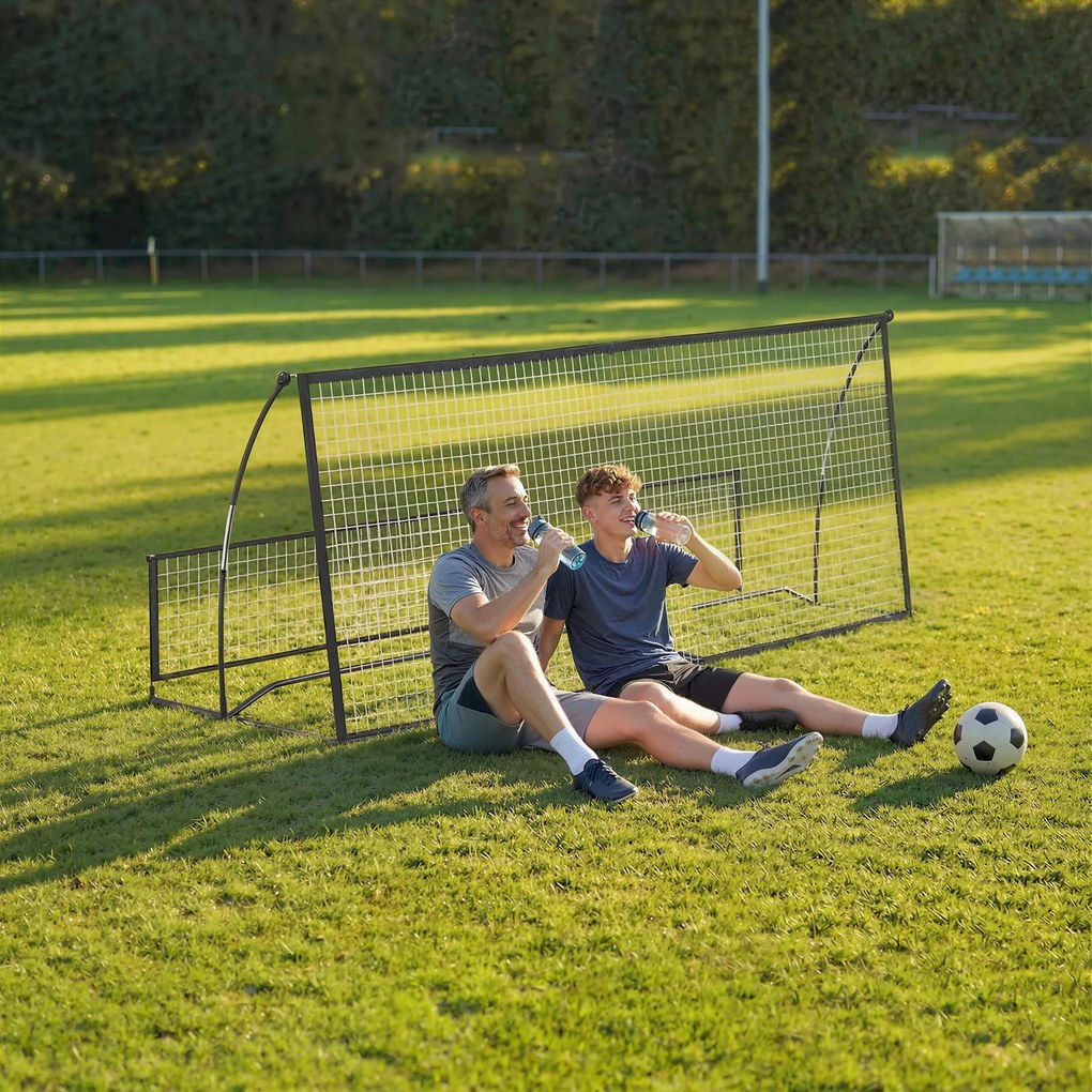 SPORTNOW Rebounder piłkarski, 2-w-1 Dwustronny Składany Rebounder z Siatką, 200 x 94 cm, Czarny | Aosom PL