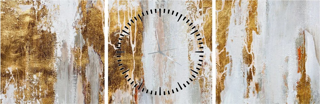 Obraz - Abstrakcja ze zotym (z zegarem) (90x30 cm)
