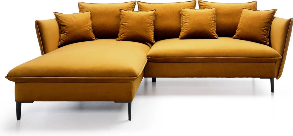 Masseno Narożnik SOLE z funkcją spania i pojemnikiem na pościel Narozniki L, Rozkładana sofa - Żółty, RIVIERA 41
