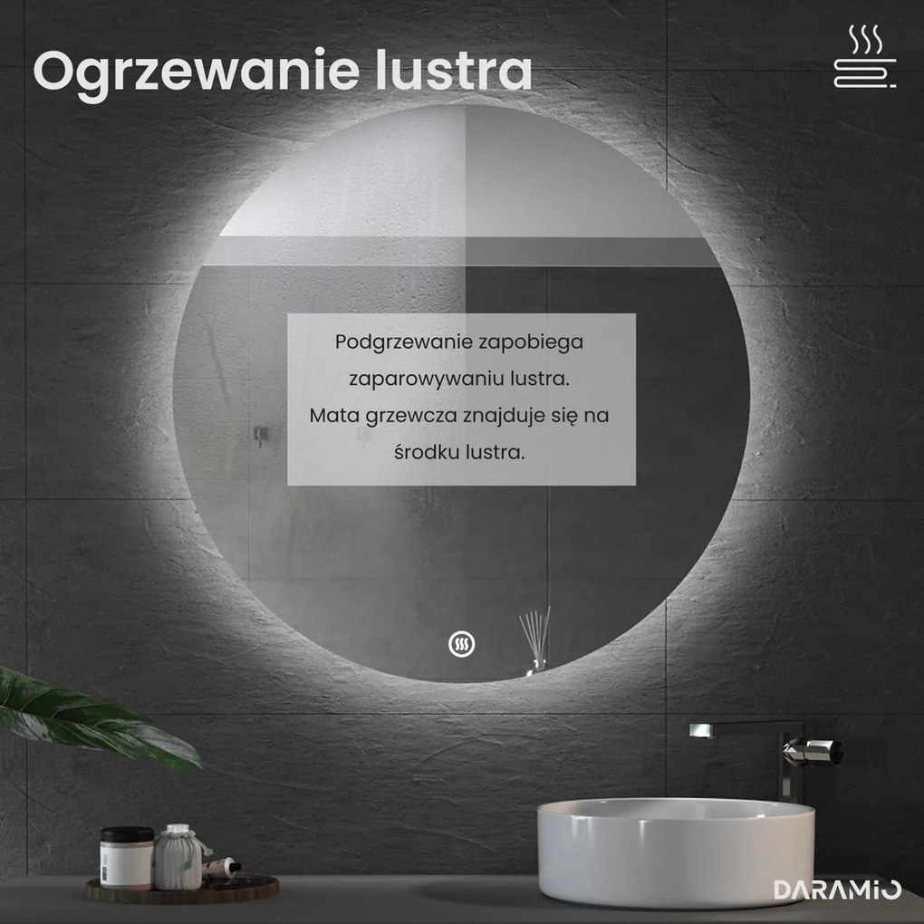 Podłużne lustro łazienkowe LED z zaokrąglonymi końcami G3