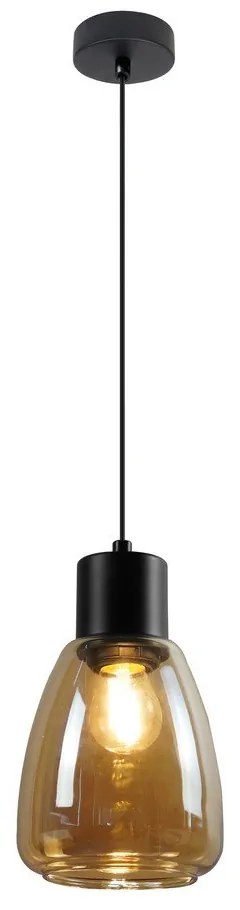 Czarna lampa wisząca ze szklanym kloszem ø 12 cm Moldo – Candellux Lighting