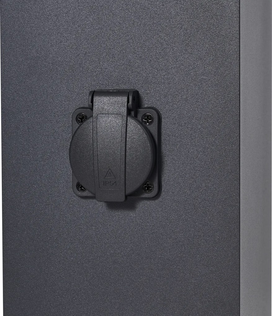 Nowoczesna lampa podłogowa zewnętrzna czarna 80 cm z gniazdem IP44 - Charlois