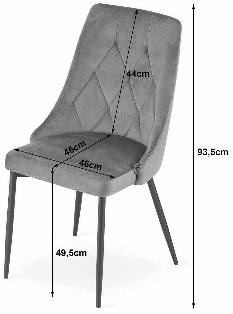 Ciemnoszare aksamitne krzesło do jadalni IMOLA