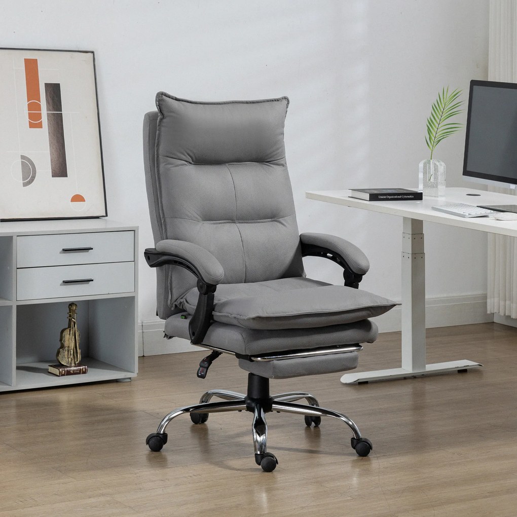 Vinsetto Fotel biurowy ergonomiczny z masażem i ogrzewaniem obrotowy z podnóżkiem regulacja wysokości szary 120 kg | Aosom PL
