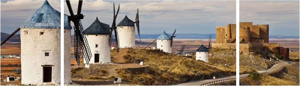 Obraz - Wiatraki Consuegra, Hiszpania (170x50 cm)