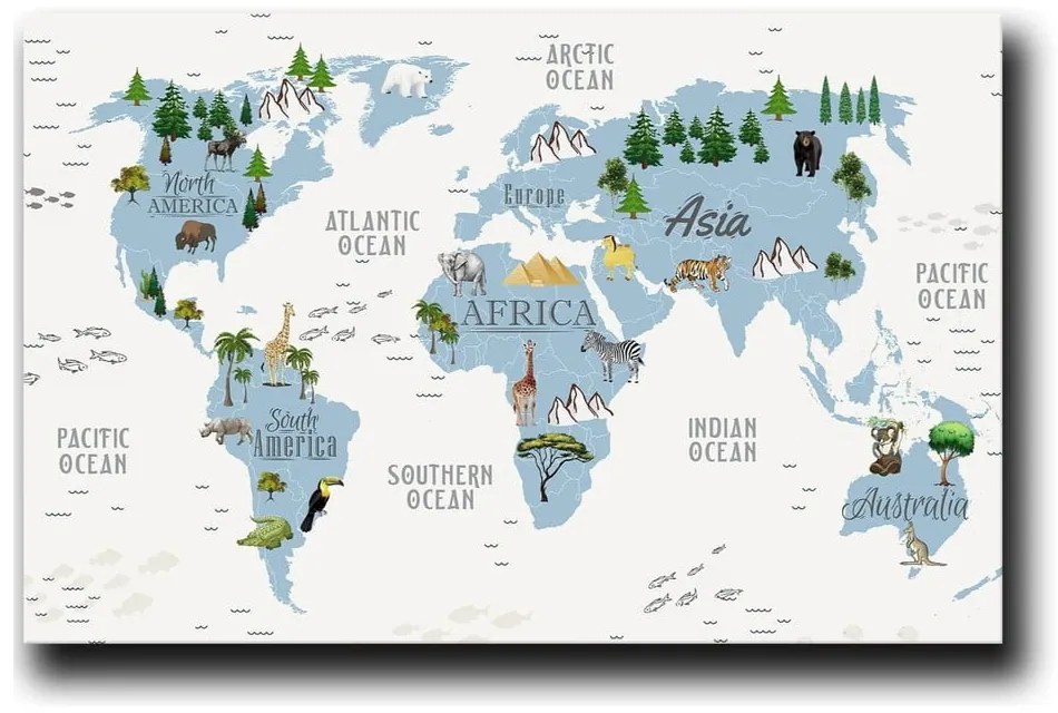 Obrazek dziecięcy 45x70 cm Map – Wallity
