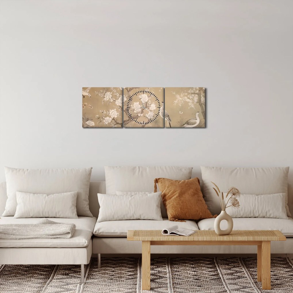 Obraz - Japoński krajobraz z kreskówki (z zegarem) (90x30 cm)