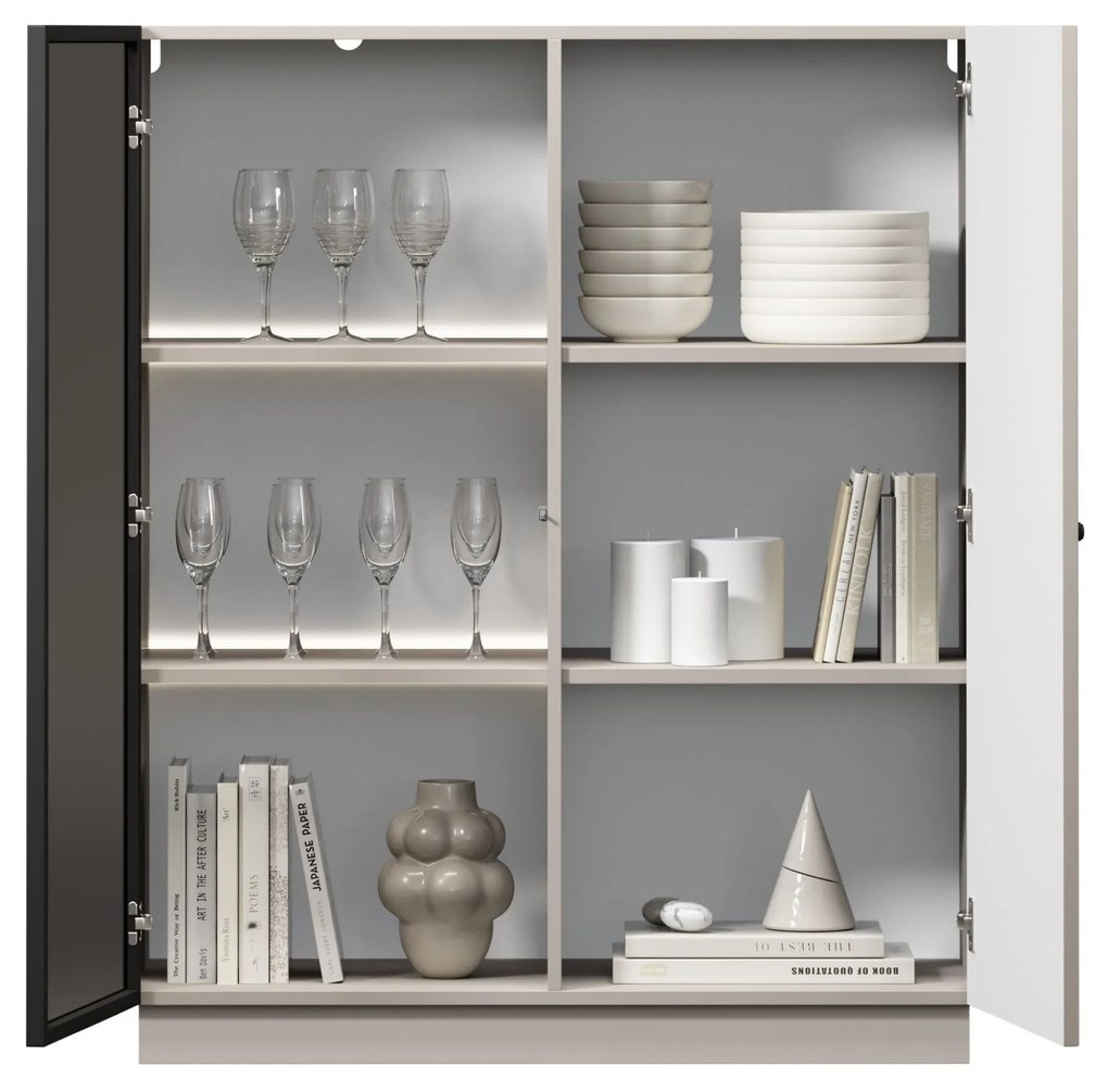 Witryna Lorini do salonu 100 cm - kaszmir / czarny uchwyt