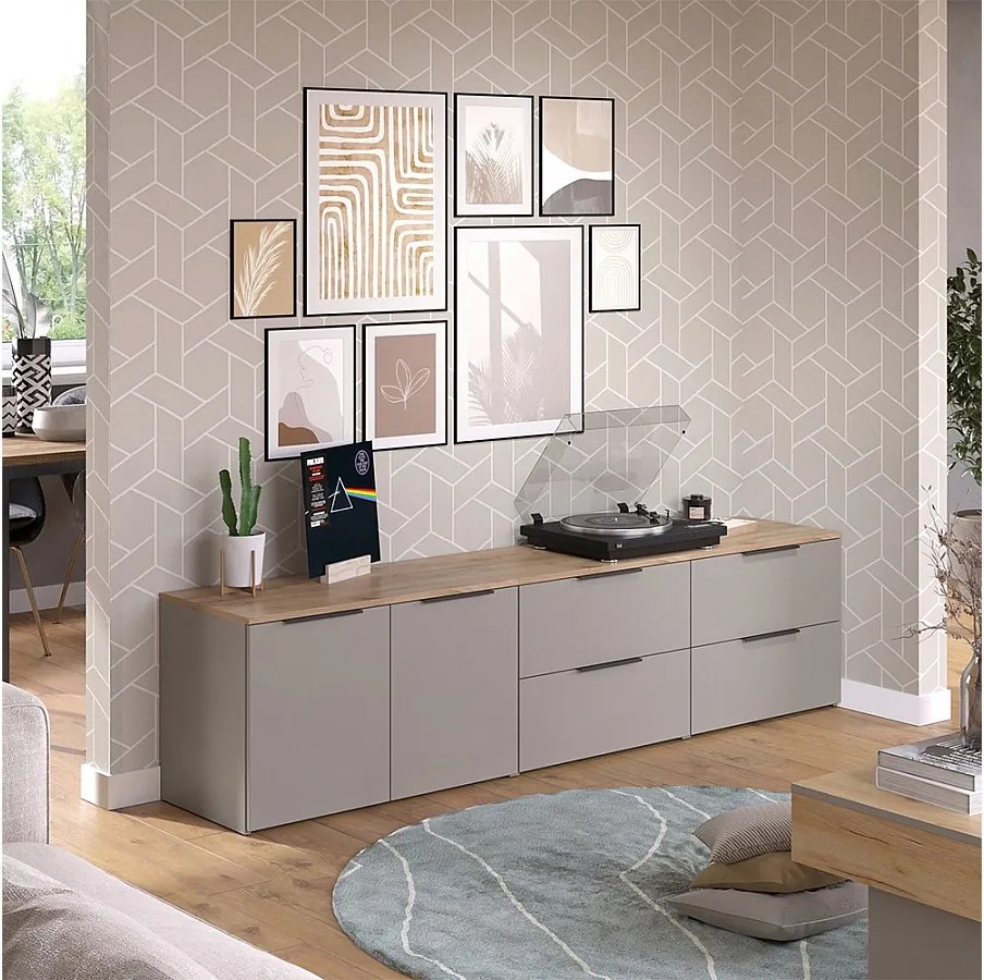 Ściana w salonie szary 80x40x50 wido