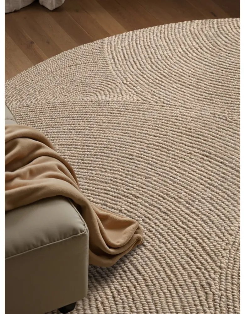 Beżowy wełniany okrągły dywan tkany ręcznie ø 200 cm Calmio – Hanse Home