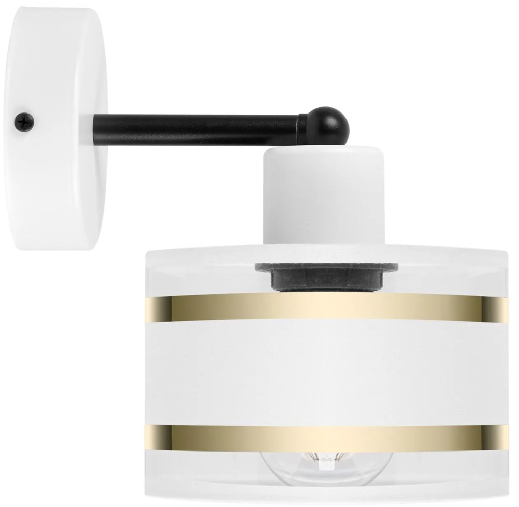 Biały kinkiet LED z białym abażurem WD-TI-1010WE-WE jednopunktowy indu