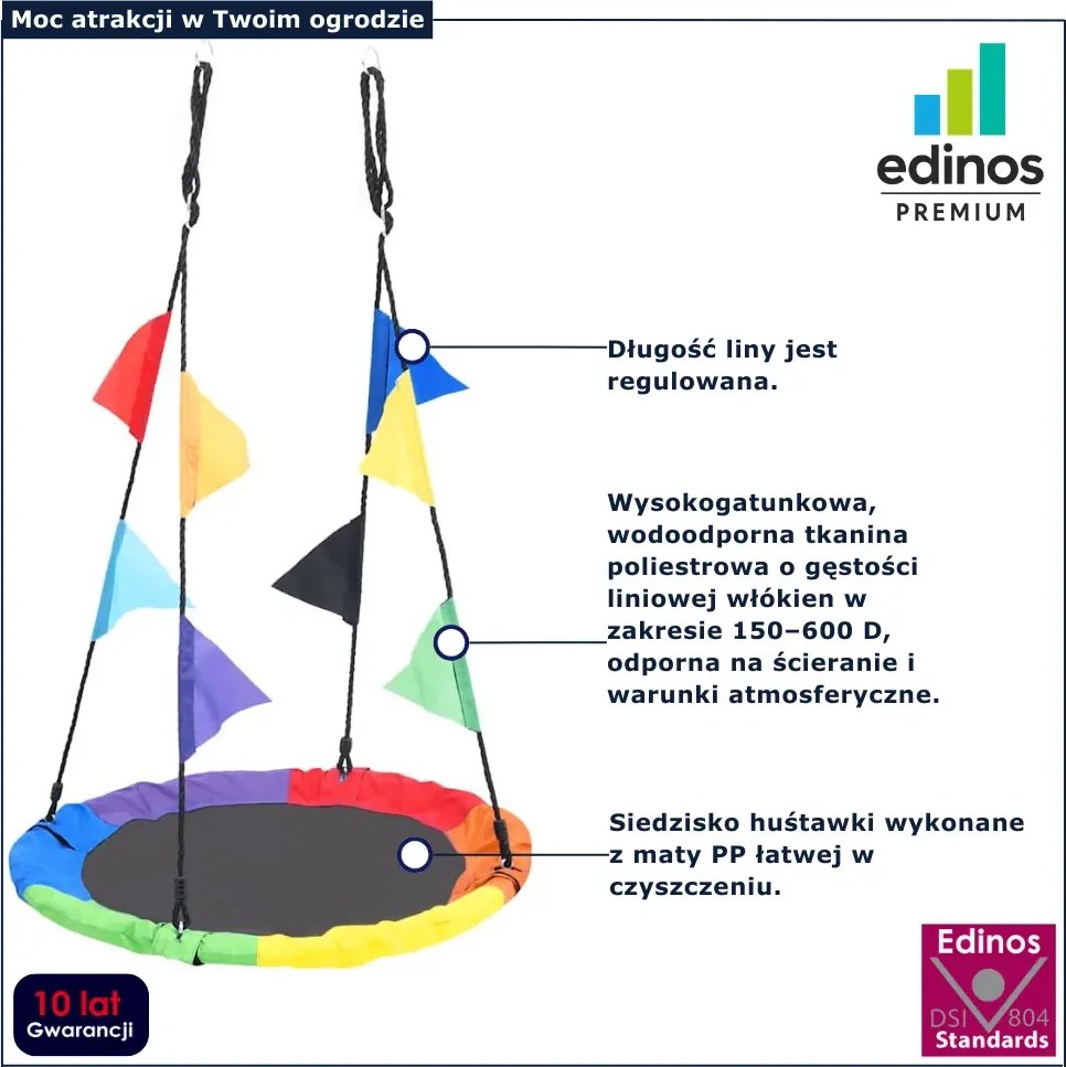 Kolorowa huśtawka bocianie gniazdo z chorągiewkami R6-H24