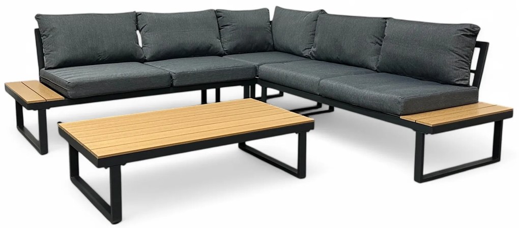 Modułowy narożnik ogrodowy ze stolikiem Tenerife MAS-NM-28, kolor brązowy