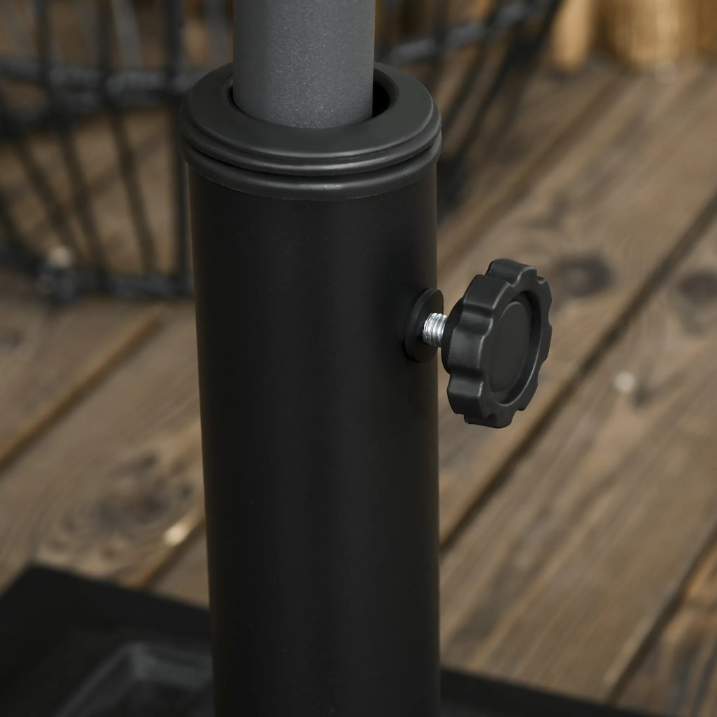 Outsunny Stojak pod Parasol 12 kg, na Rury Ø32, 38, 48 mm, odporny na warunki atmosferyczne, z obudową z Żywicy, Czarny