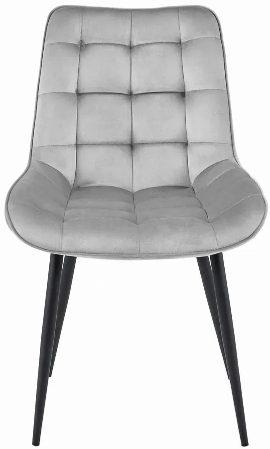 Jasnoszare pikowane krzesło welurowe nowoczesne - Alvor