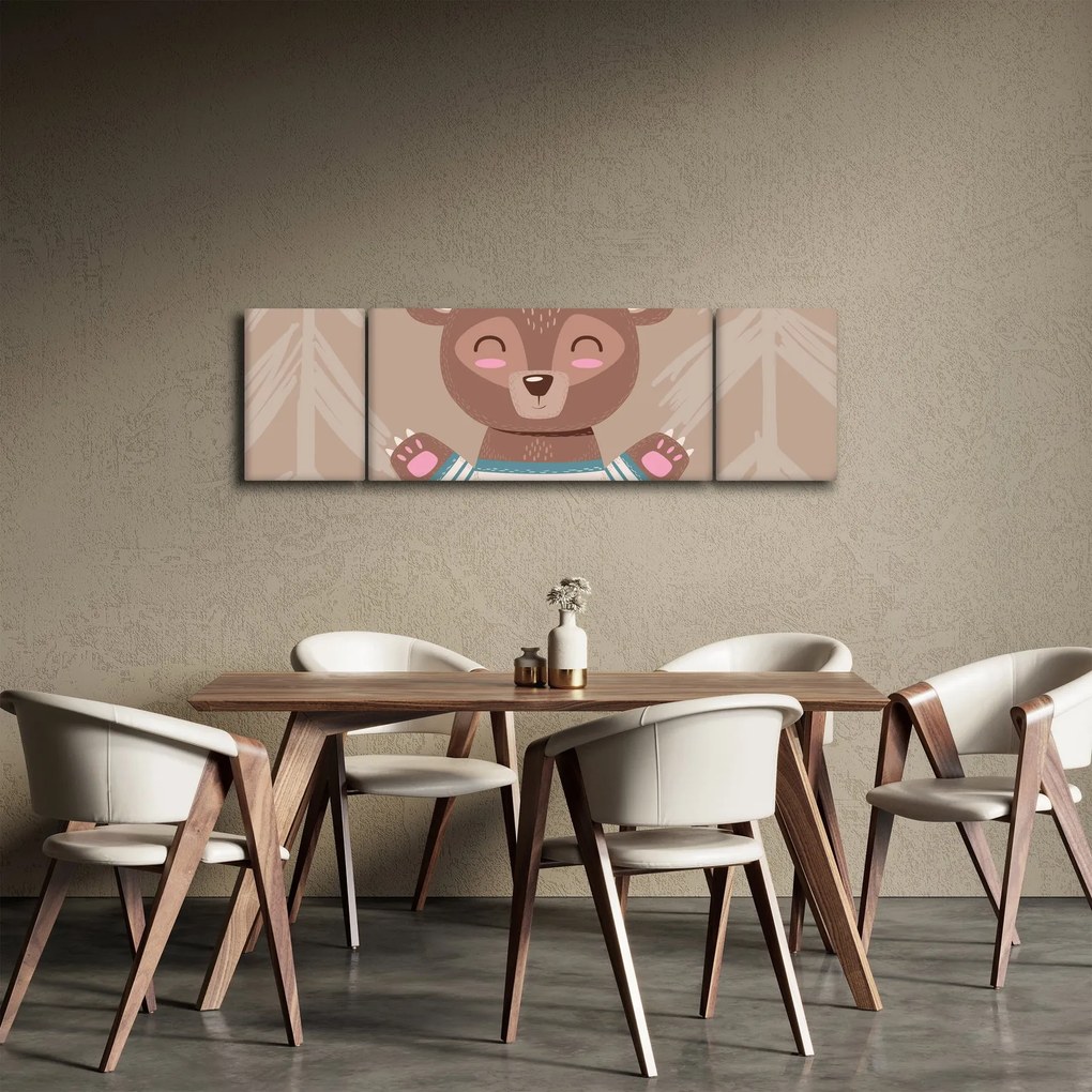 Obraz - Miś w koszulce w paski (170x50 cm)