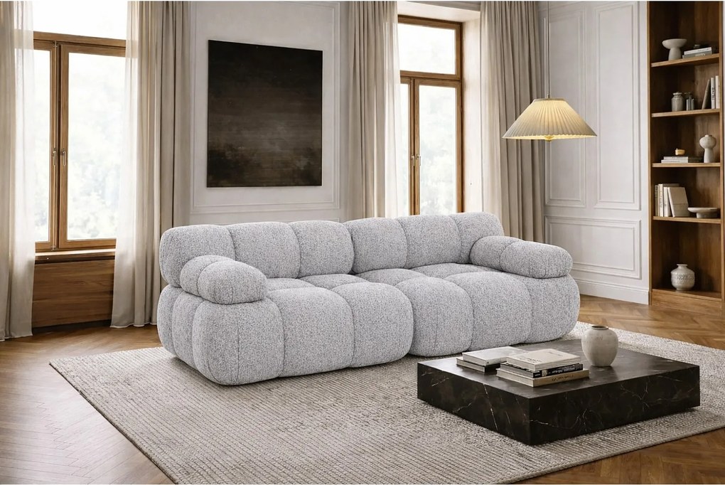 Sofa modułowa dwuosobowa, tkanina bukla Abriamo, Jasnoszary, Selia