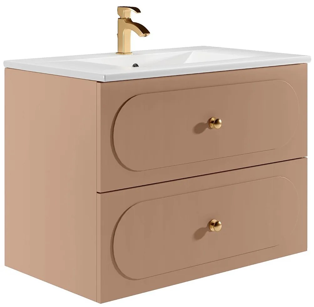 Wiszące meble łazienkowe z umywalką nablatową - Stary róż - 80 cm - SATOBAL