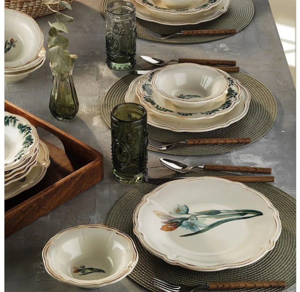 Zestaw obiadowy 18 szt. wielobarwny/porcelana