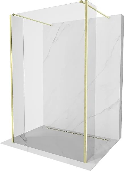 Mexen Kioto ścianka prysznicowa wolnostojąca 130 x 30 x 30 cm, transparent, złota szczotkowana - 800-130-030-222-55-00-030