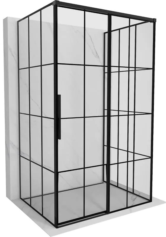 Mexen Rox-3S kabina prysznicowa 3-ścienna rozsuwana prawa 160 x 95 cm, czarna kratka, czarna - 8C2-160-095-70-77-3S-P