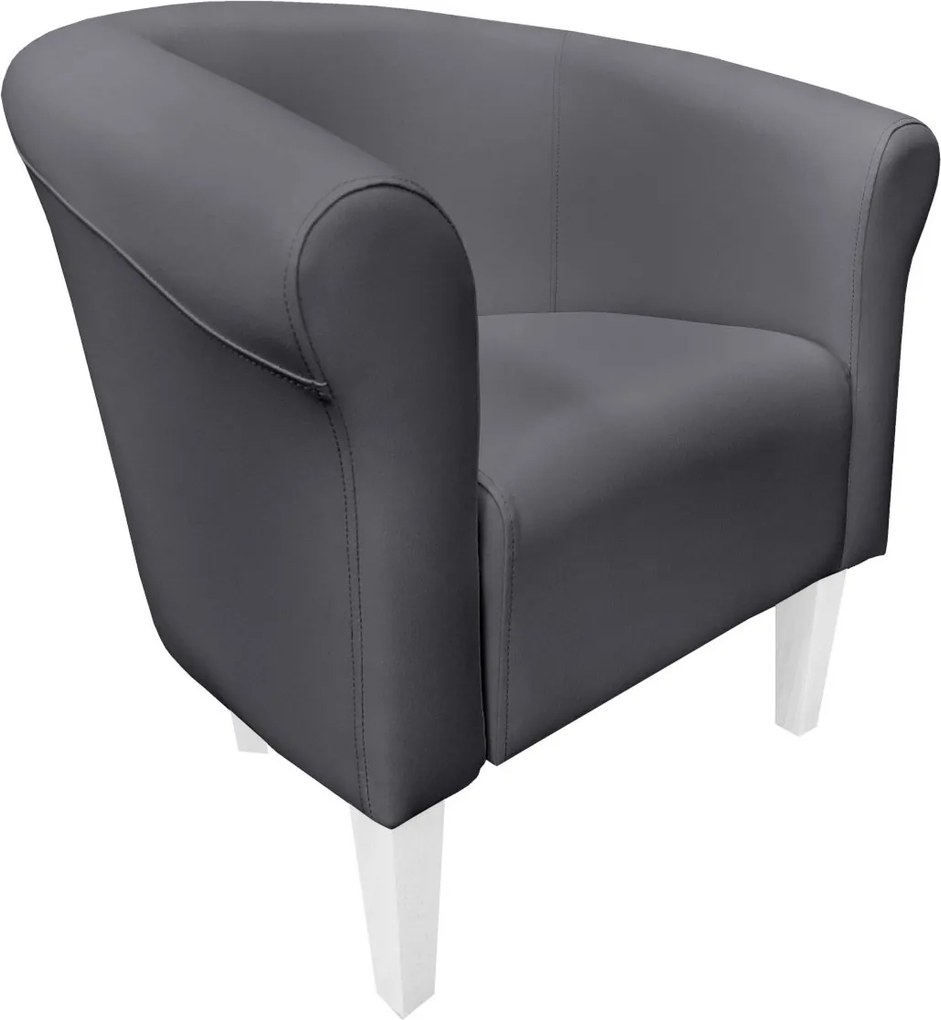 Fotel Milo tkanina Eko-skóra elegancki fotel do salonu i gabinetu : Kolor nogi - Biała, Kolor tkaniny - EKO-SKÓRA - 23D, Wysokość nogi - 20 cm