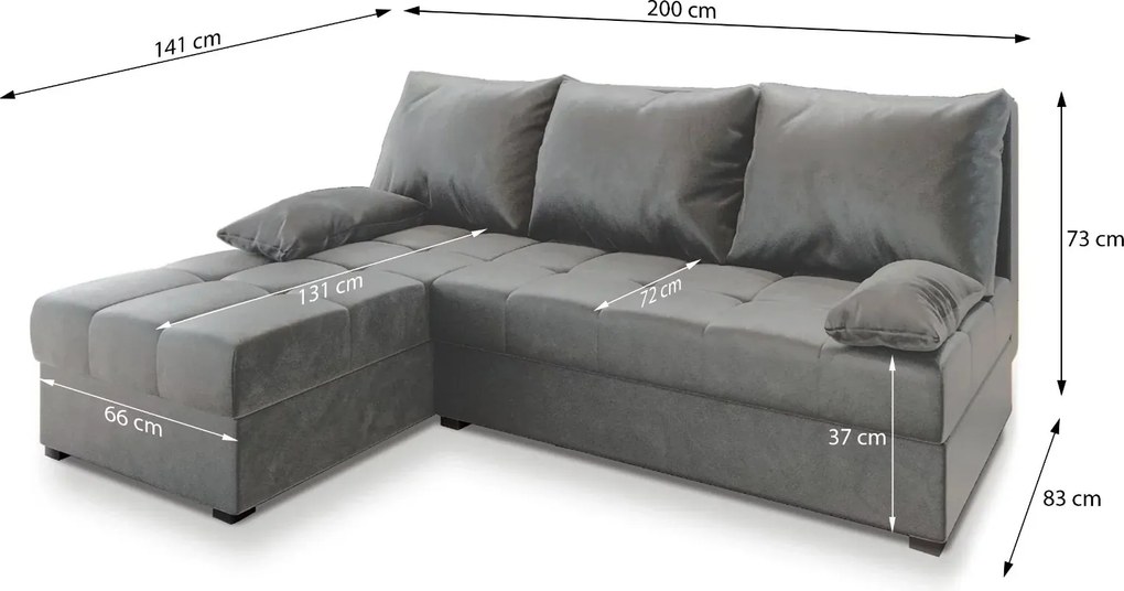 PROMOCJA Ciemnozielona rozkładana narożna sofa ZENA, dwustronna II. klasa
