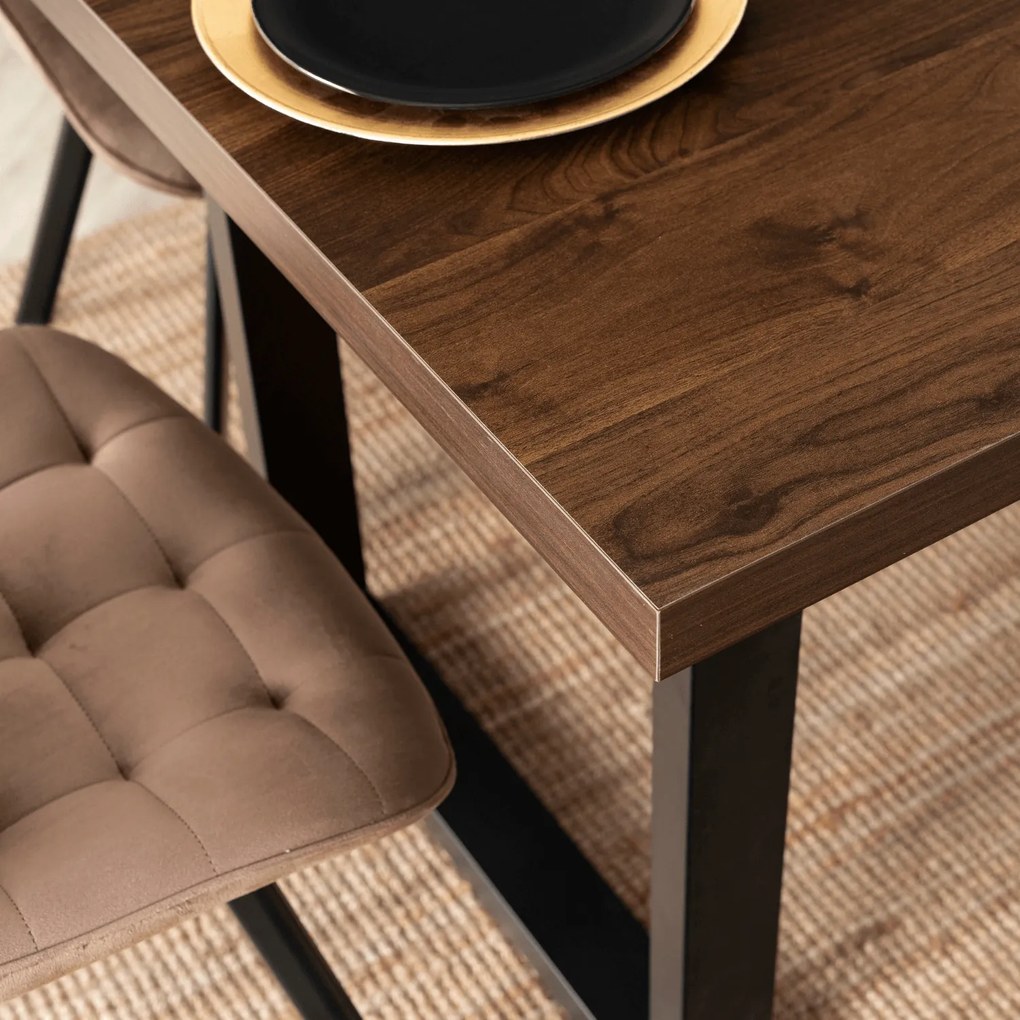 Stół Prostokątny Rozkładany TOMAS 130-230 cm Orzech/Czarny do Jadalni Nowoczesny Loft