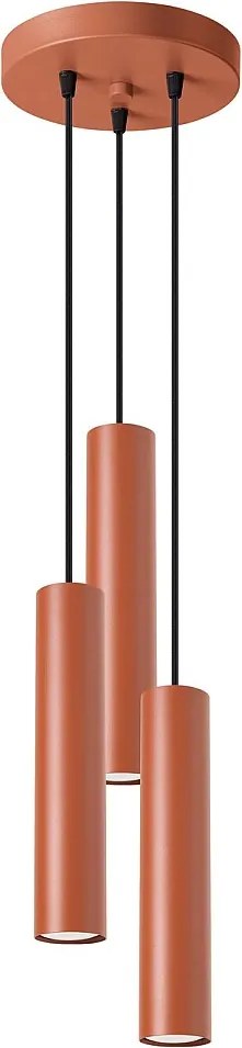 Lampa Wisząca Loft Lagos, Stal - 3 Źródło - L.19.5 X H.108 Cm - Ochra Czerwona