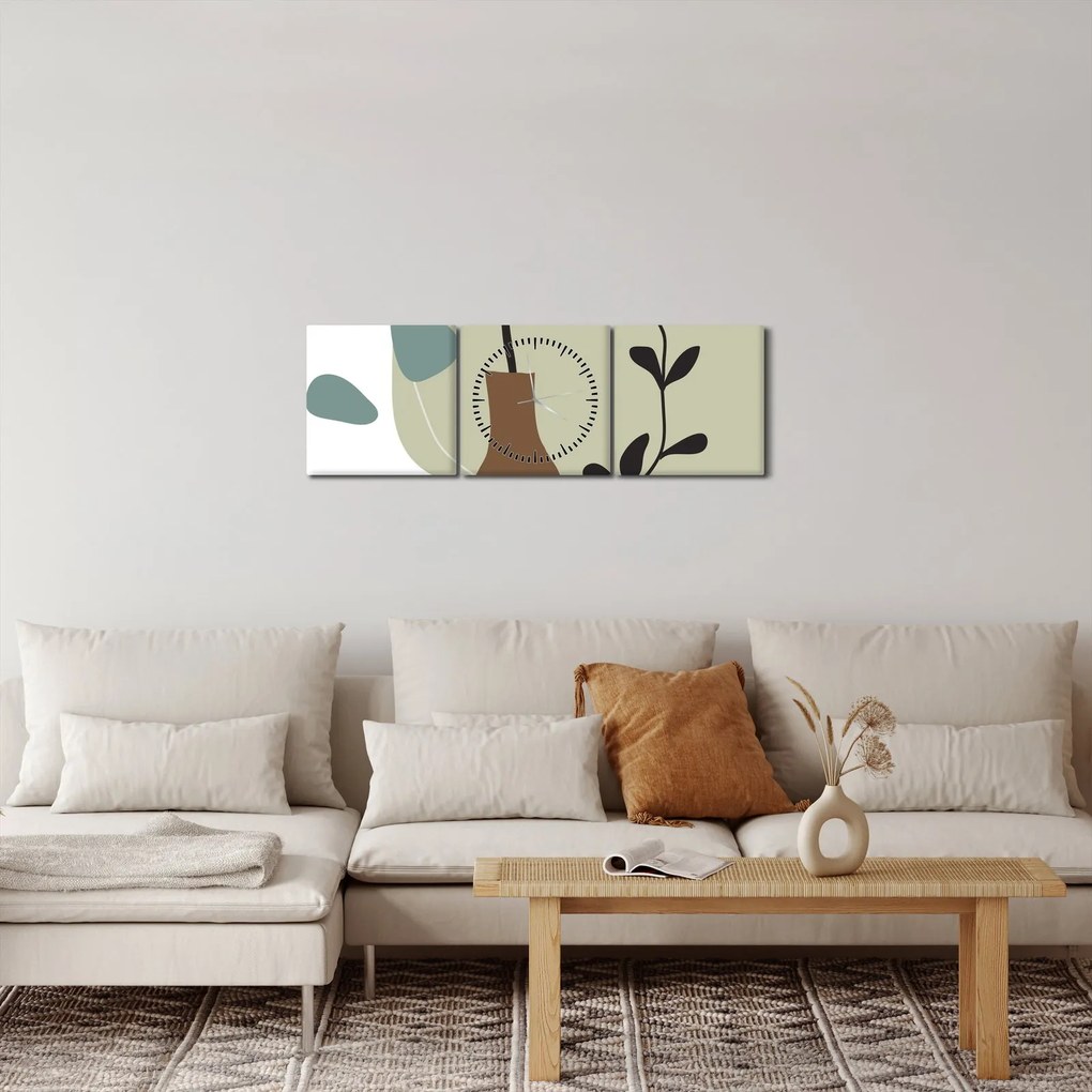 Obraz - Kwiaty w wazonie N⁰2 (z zegarem) (90x30 cm)