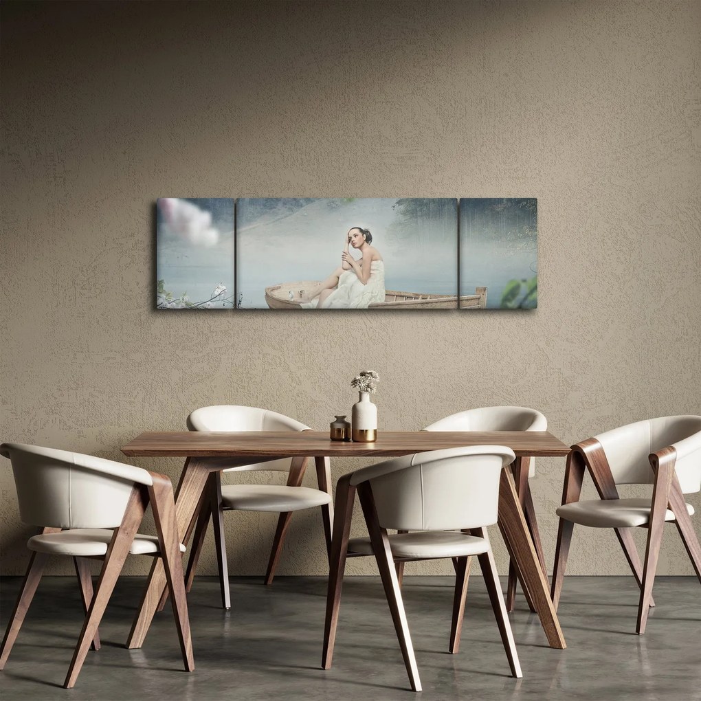 Obraz - Kobieta na łodzi (170x50 cm)