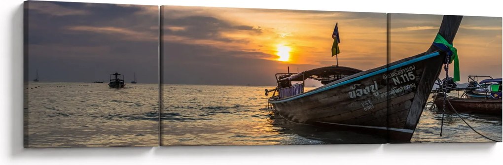Obraz statku na brzegu (170x50 cm)