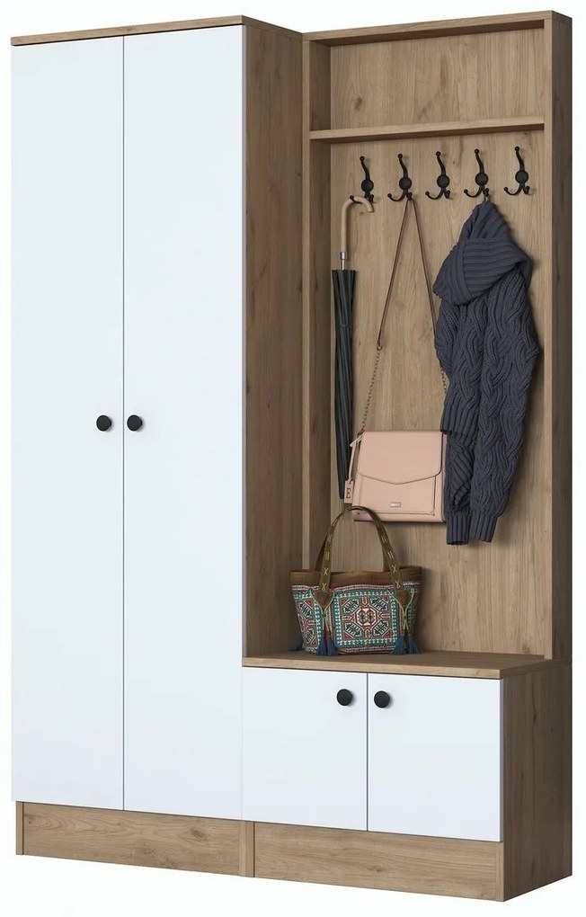 Zestaw do przedpokoju Pone White and Walnut II