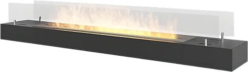 120 cm, blatowy palnik na bioetanol ze stali nierdzewnej w kolorze matowej czerni i ze szkłem