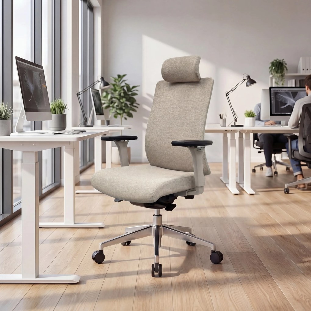 Fotel biurowy ergonomiczny jasnobeżowy VECTOR