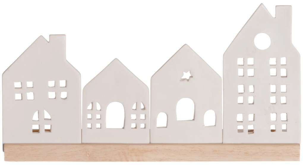 Porcelanowa podstawka pod świeczki miasteczko, 30 x 8 x 16 cm
